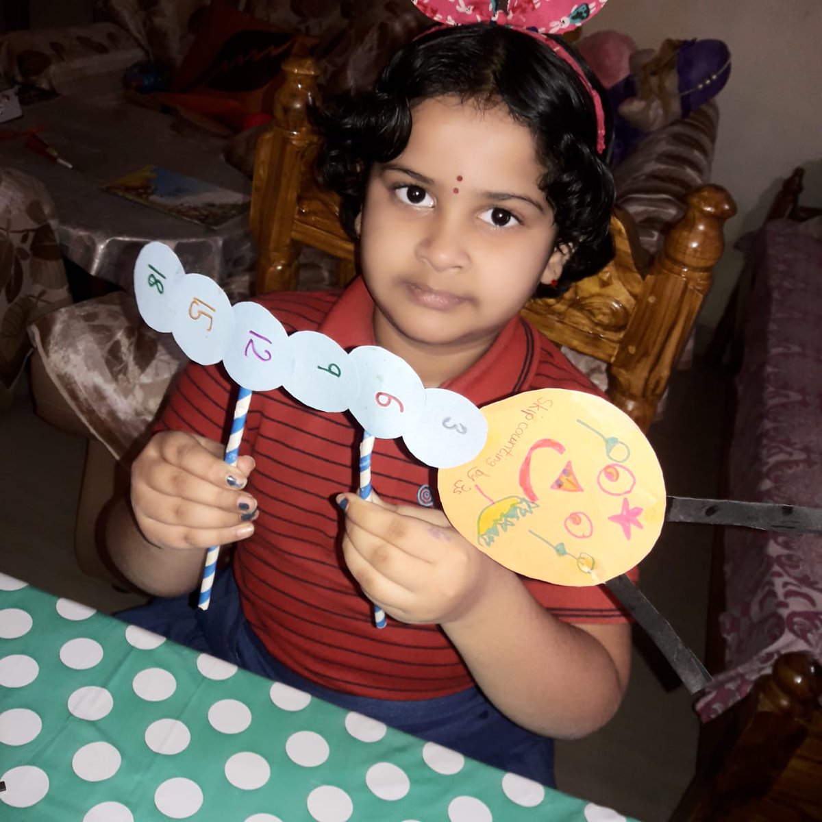 SAI_Edu_In's tweet photo. It was a recapitulation of the concept skip counting by 3's where the students have to skip count by 3's and write the numbers on the different colour circular paper cutouts and join them into a shape of a caterpillar.
#naturalisticintelligence https://t.co/t1sKZ9an46
