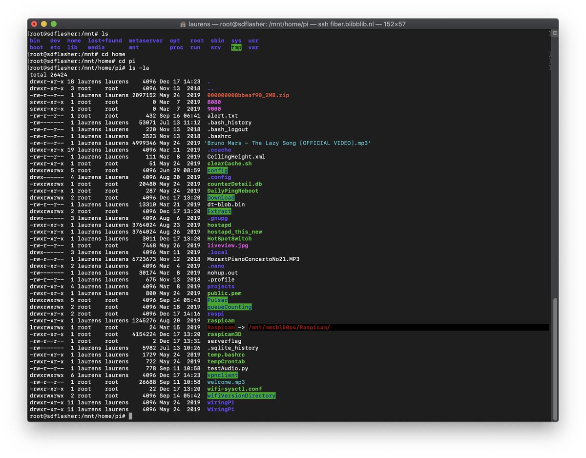 Hmh, the pi user is still active. This is the home directory...(It has a different user here, as the UID is the same as my account, that's my name ;))Those are some very strange files for a production device...Is that... A Bruno Mars MP3?7/n