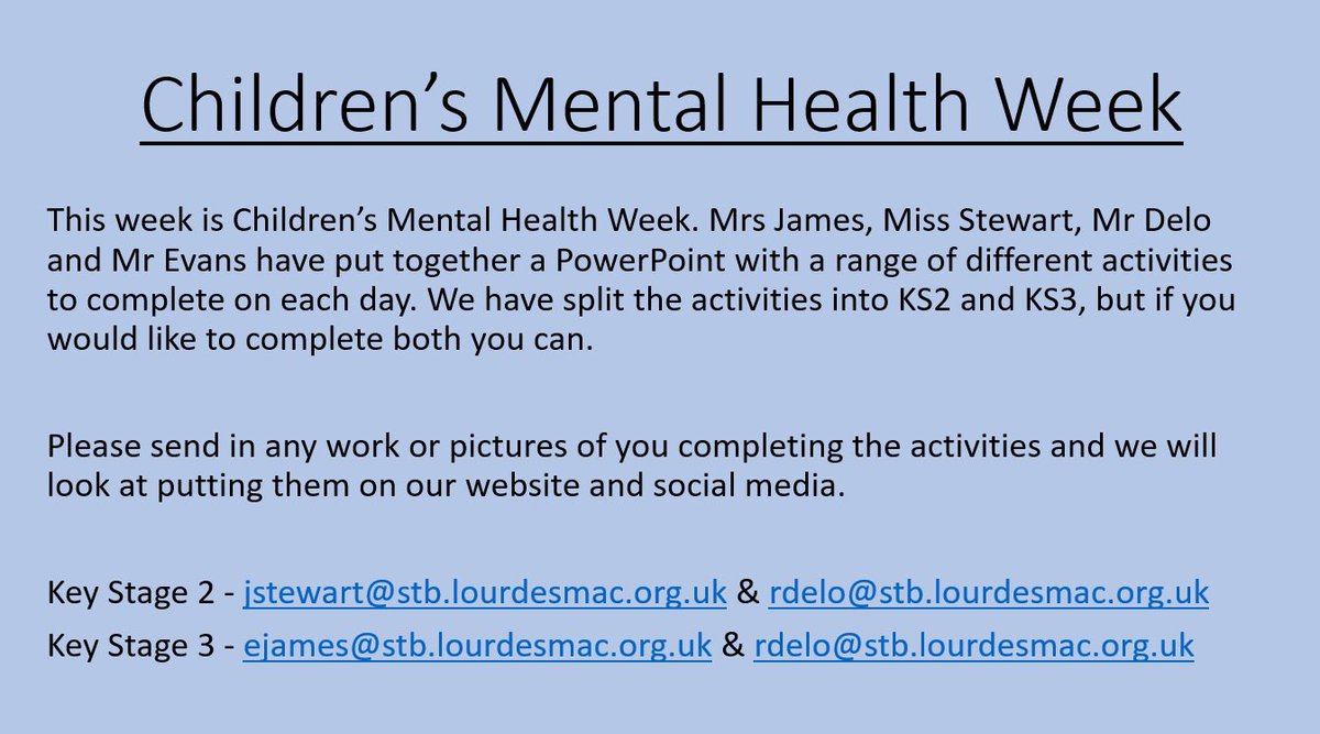 Thursday’s activities for #childrensmentalhealthweek2021 <a href="/Place2Be/">Place2Be</a>