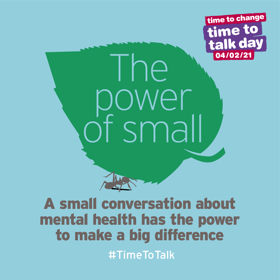 It’s #TimeToTalkDay.

The more conversations we have the more we can bust the myths and break down the barriers associated with mental health, to help end isolation, shame and worthlessness to many of us with mental health problems.