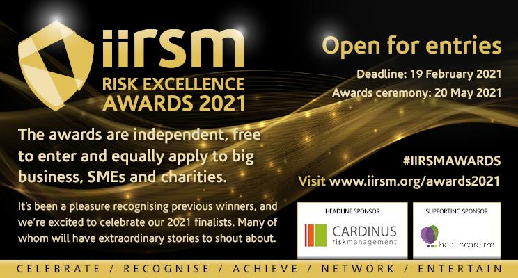 The IIRSM awards celebrate risk excellence – protecting people, reputation and profits.

If you think you should get recognition for implementing best practice on managing risks and opportunities, please submit your entry by 19th February 2021.

okt.to/uYsncp

#IIRSM
