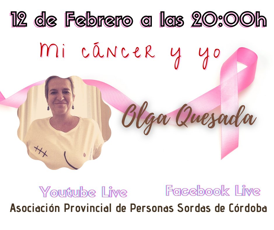 Hoy se celebra el #WorldCancerDay y somos conscientes de la importancia de visibilizar sobre este tema y por eso tendremos una charla en el 12 de Febrero a las 20h con Olga Quesada sobre su superación al cáncer.