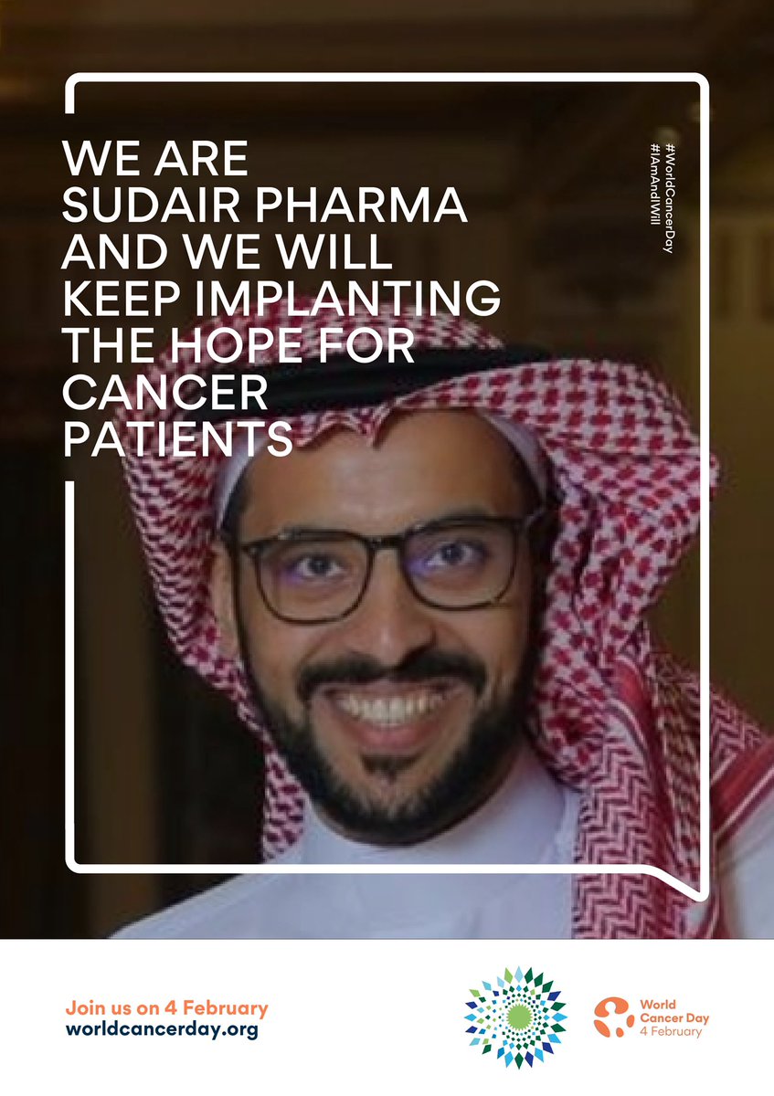 SudairPharma's tweet photo. I will keep searching for the best solution for cancer patients and make it reachable for them.
 
Mustafa Aljasser
Business Development Director - Sudair Pharma

#worldcancerday
#cancer_fighters
#Implant_Hope_For_Lives https://t.co/wYvYfsNKd3