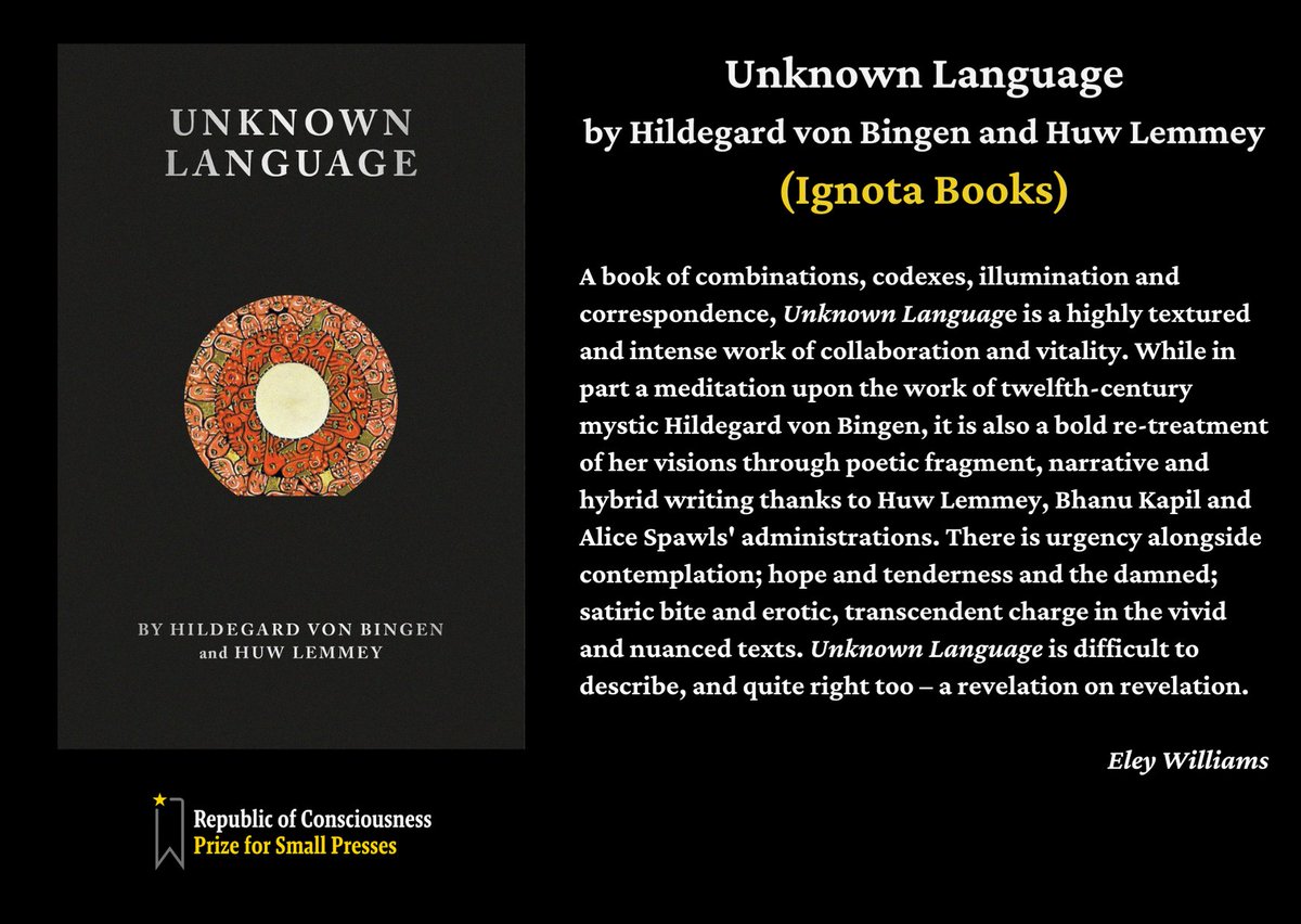 Unknown Language by Huw Lemmey ( @huwlemmey) and Hildegard von Bingen, published by Ignota Books ( @IgnotaBooks)