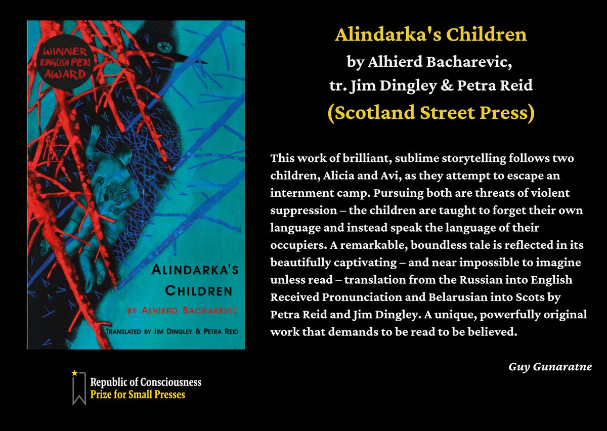 Alindarka's Children by Alhierd Bacharevic, tr. Jim Dingley & Petra Reid, published by Scotland Street Press ( @ScotStreetPress)