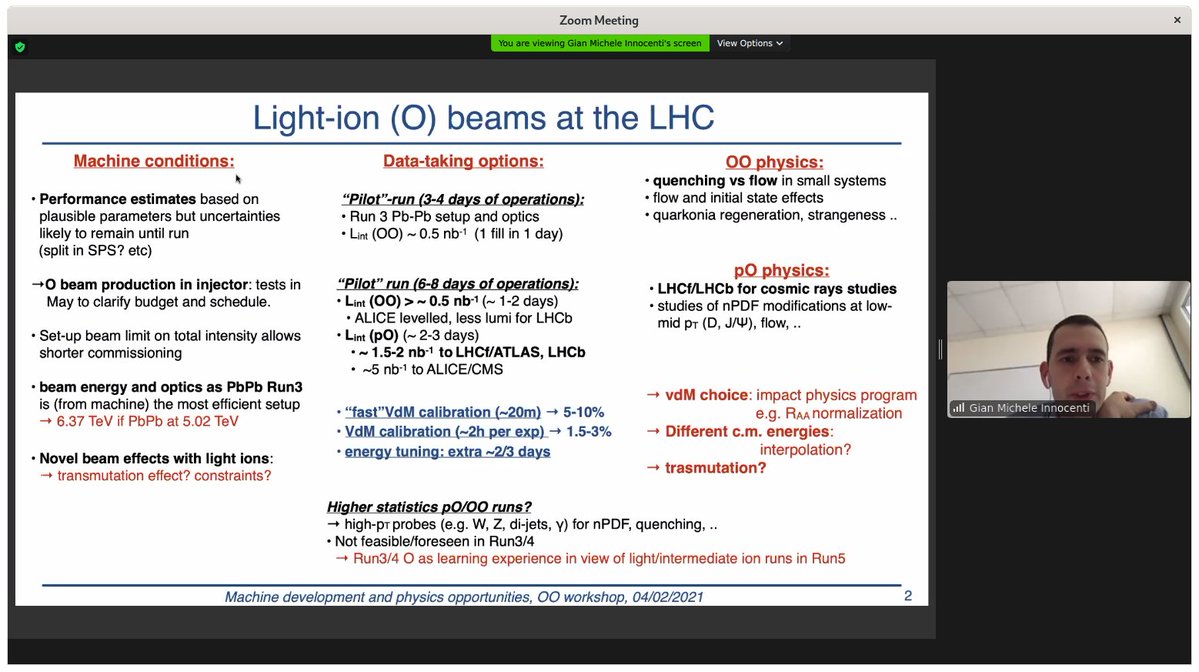 thermalization's tweet image. Gian Michele Innocenti  @CERN leads away the #OppOatLHC discussion on light ion at the LHC
#BeamEnergy #DataTaking #SmallSystems #JetQuenching #flow #CosmicRays