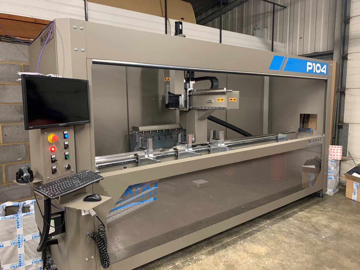 Pertici P104 - 4 Axis Aluminium CNC router just installed at J. &amp; K. GLASS &amp; GLAZING LIMITED, up and running, fully programmed for the customer in 3 days because of the easy to use software, Customer is absolutely delighted. lnkd.in/dqv-aFchttps:/…