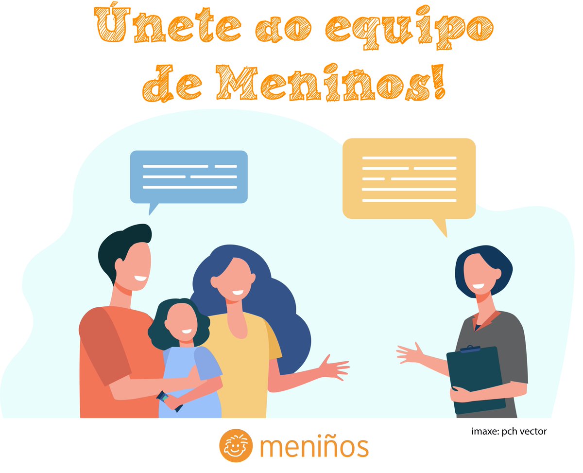 FMeninos's tweet photo. Estamos creando unha bolsa de emprego para cubrir vacantes nos nosos programas. Se che interesa formar parte do equipo técnico de Meniños envíanos o teu curriculum. 
Únete ao noso equipo!
Información e requerimentos aquí:
https://t.co/RXxGgpuF7q
#emprego #intervenciónfamiliar https://t.co/ArBoBfUvBD