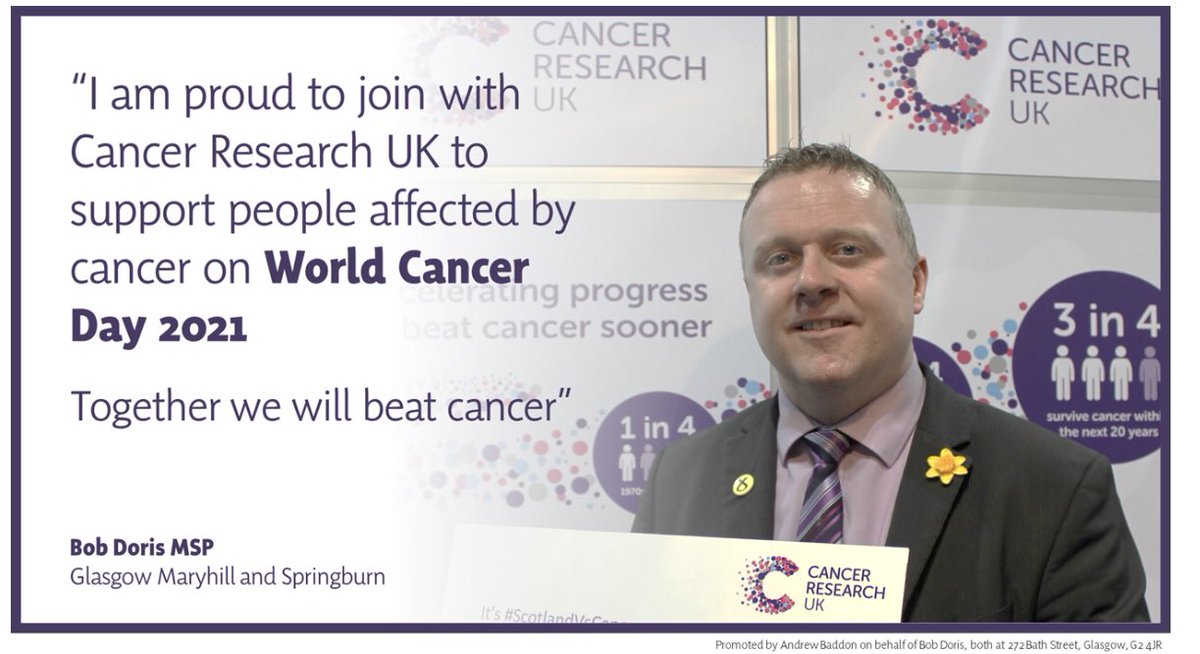 Bob Doris (@bobdorissnp) on Twitter photo Proud to join with <a href="/CRUKScotland/">Cancer Research UK in Scotland</a> to support people affected by cancer on #WorldCancerDay 2021. Together we will beat cancer. Remember if you are worried about cancer or any other matter <a href="/NHSGGC/">NHS Greater Glasgow and Clyde</a> is still open for you. Contact your GP! Proud to join with <a href="/CRUKScotland/">Cancer Research UK in Scotland</a> to support people affected by cancer on #WorldCancerDay 2021. Together we will beat cancer. Remember if you are worried about cancer or any other matter <a href="/NHSGGC/">NHS Greater Glasgow and Clyde</a> is still open for you. Contact your GP!