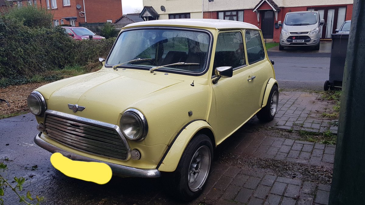 Not picked the brightest day to wash my beloved car but she is cheery enough for the both of us. #oldmini #realmini #vintage