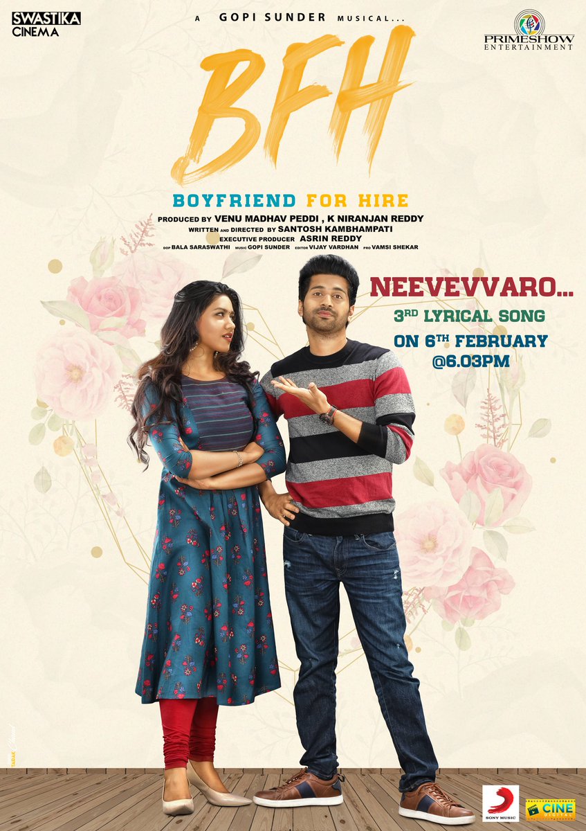 A @GopiSundarOffl single releasing on 6th Feb at 6:03PM! ❤️ Make way for #Neevevvaro from #BoyfriendForHire coming 🔜 @mynameisVISWANT @malavika2831 @isantydirector @venumadhavpeddi @niran_reddy @swastikacinema @Primeshowtweets @AsrinReddy