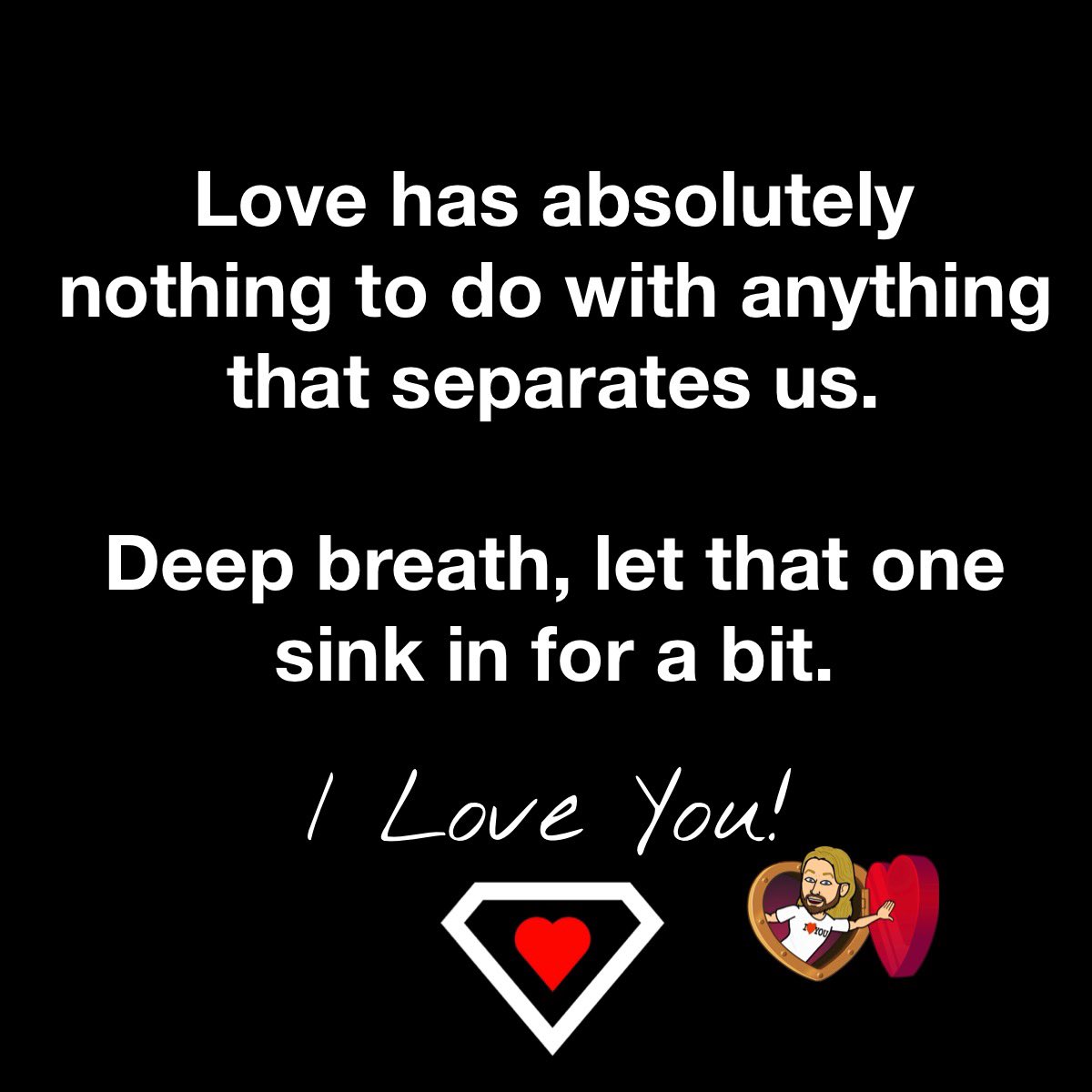 LoveFirstWorld's tweet photo. Love has absolutely nothing to do with anything that separates us. Deep breath, let that one sink in for a bit.
-
Love. It works. Guaranteed.❤️🤟🏻
-
#observe #freedom #understand #dailygrowth #takeresponsibility #selfmastery #mentalhealth #selfawareness #lovefirstworld #❤️#🤟🏻 https://t.co/D9V4rnuvLs