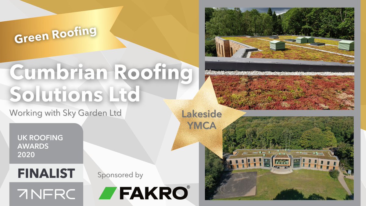 UKRoofingAwards's tweet photo. Good luck to @Cumbrianroofing with Lakeside YMCA project, finalists in the Green Roof category sponsored by @fakrogb in the #RoofingAwards2020 

#RA2020
#RadmatOfficial
#SIGRoofingKnowledge 
@RadmatOfficial https://t.co/EFLQ4ipt13