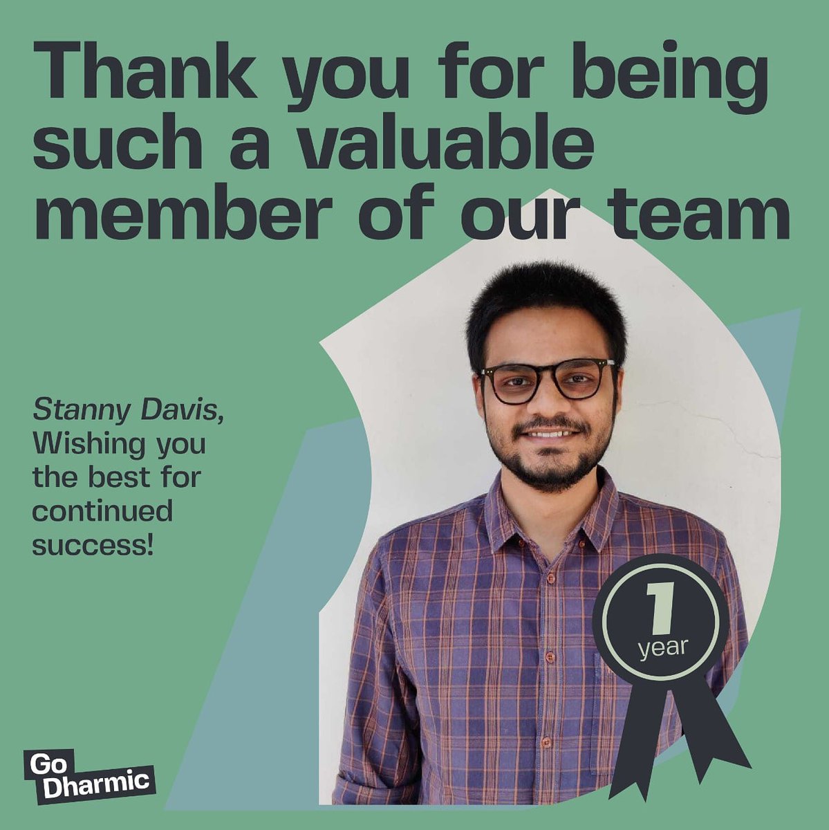 GoDharmic's tweet photo. Today marks one year since Stanny joined GD! 
We’d like to say a huge thank you to him for his hard work and dedication. Here’s to many more years 🧡

#godharmic #GDforall #thankyou #dedication #gdheroes #appreciation #loveall #FeedAll #serveall #compassion #charity #nonprofit https://t.co/f6KisEeHQT