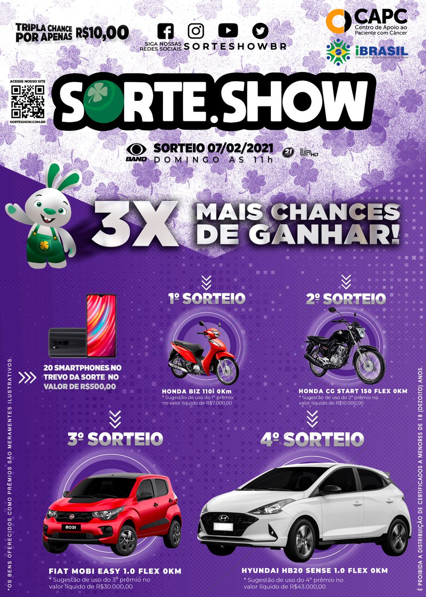 sorteshowbr's tweet image. FALTAM APENAS 3 DIAS PARA NOSSO SORTEIO! E quer saber o que você está perdendo por só 10 reais? 

- 1 Biz
- 1 CG
- 1 MOBI
- 1 HB20
- 20 smartphones

E lembrando que são 3 chances cada sorteio de ganhar com o MESMO certificado, não vai perder!
