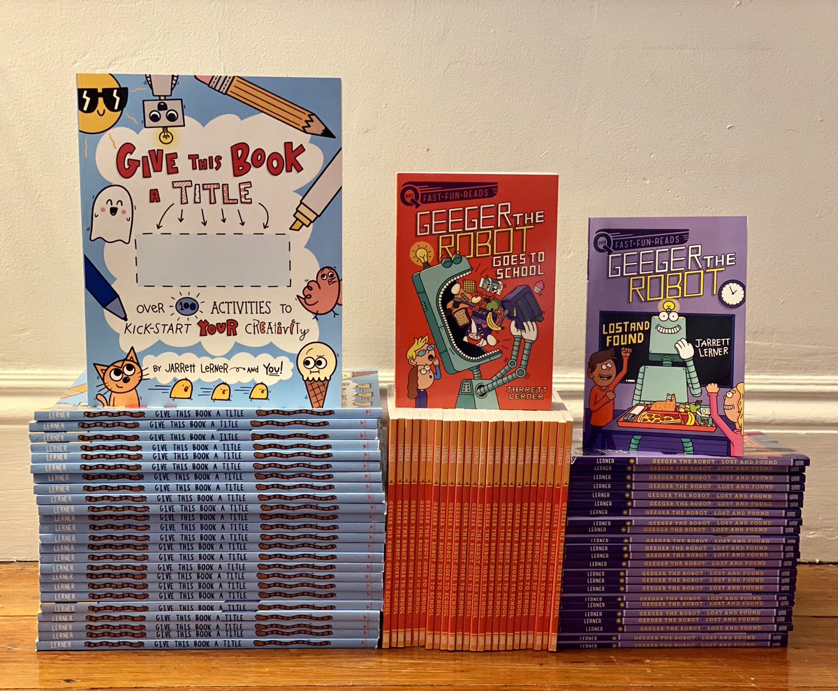 For the first day of my TEN DAYS of GIVEAWAYS, I’m giving away 25 copies of my first activity book, Give This Book a Title, and 25 copies of each of the first two books in my Geeger the Robot series!

EDUCATORS, LIBRARIANS, and PARENTS: RT and follow to enter to win!
