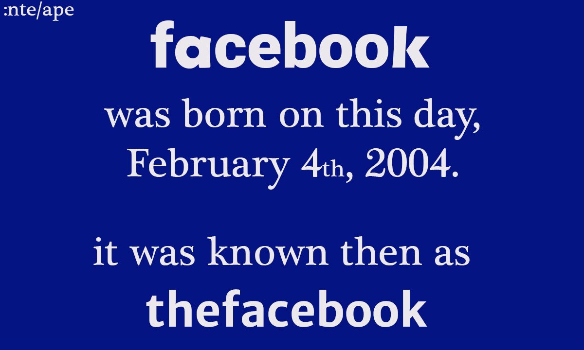 IntelApe's tweet photo. Social media giant Facebook was born on this day, February 4th 2004 by Mark Zuckerberg and it was known then as “thefacebook”. 

#facebook #throwbackthursday #techhistory #intelape https://t.co/oL6hAxYooF