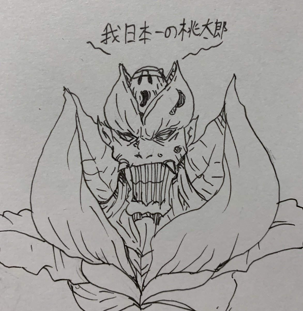 鬼の戦隊と敵の桃だけ描いてみた 