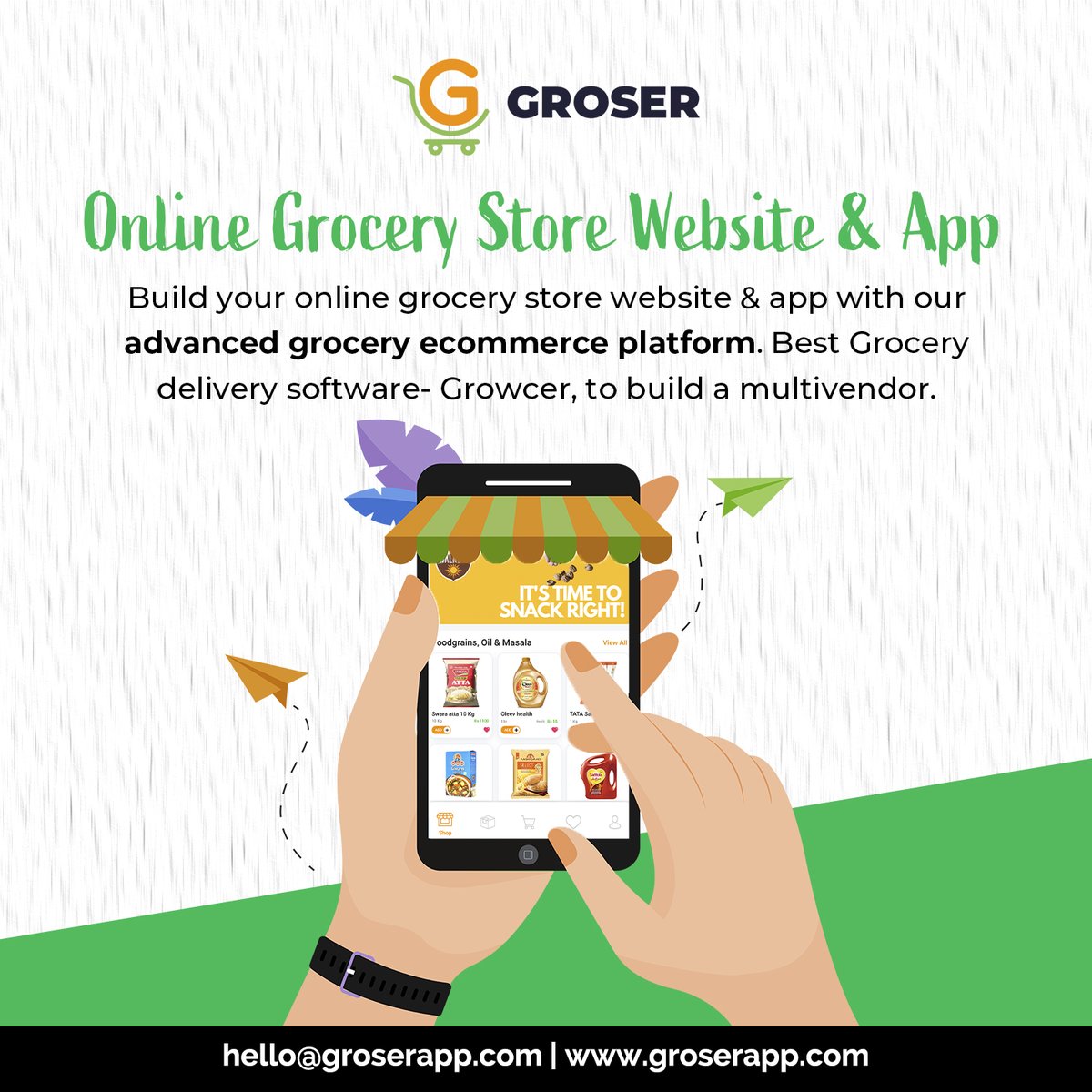 GroserLocal's tweet image. Build your online grocery store website &amp;amp; app with our advanced grocery e-commerce platform. Best Grocery delivery software- Groser, to build a multivendor....
For more info visit/Mail us/ Connect with us Grosser