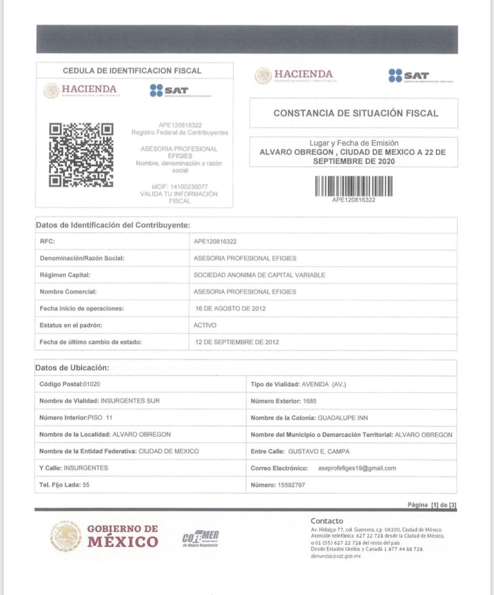 erichs18's tweet photo. Alta en @Hacienda_Mexico @SATMX @CondusefMX #fraudemexico #fraude @PDI_FGJCDMX https://t.co/hoY3Tka9F2