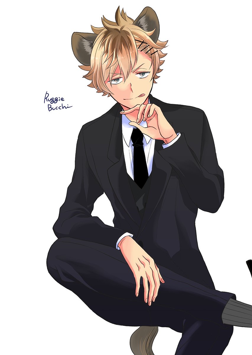 無配に描いてたキャバのボーイ設定らぎ くん お仕事服 に色を塗りました 某mさ 沖高のイラスト