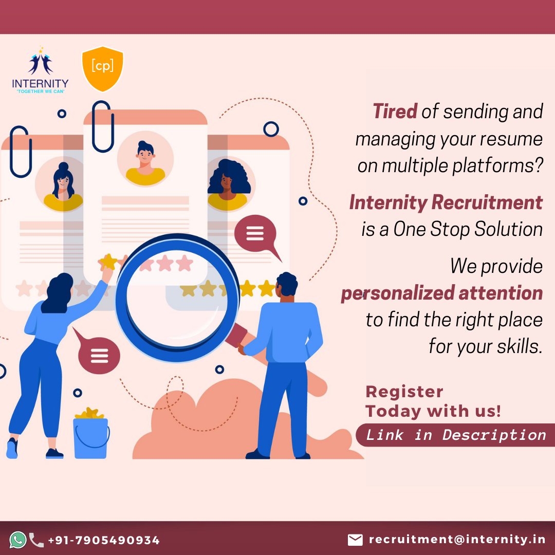 internity_learn's tweet image. Reason #1
Register your profile with us and we will take care of your job!
Register with us today, fill the form given below:
forms.gle/4QaQr828SS2mw7…
#recruitments #Internity #TheCPSquad #job #career #hiring #jobsearch #jobseekers #jobopening