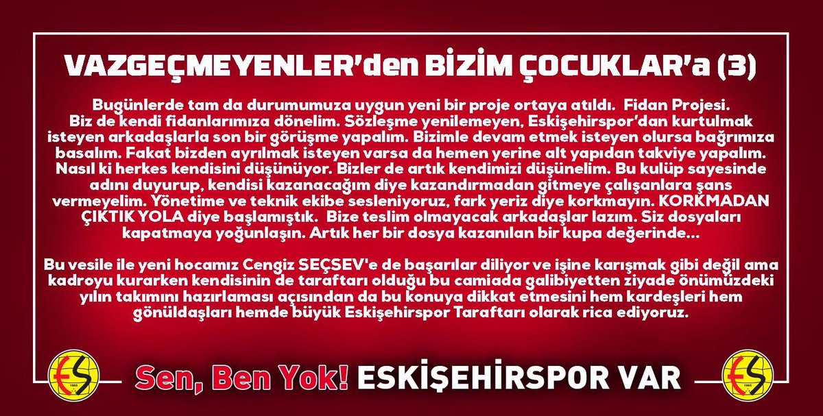 SEN BEN YOK ESKİŞEHİRSPOR VAR