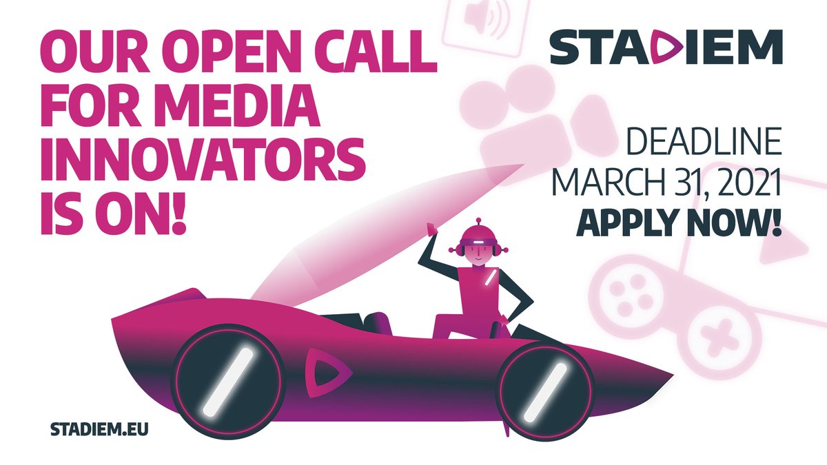 Are you a #startup or an #SME with an innovative solution for the media &amp; content sector? Apply now to STADIEM’s 1st Open Call for a chance to get funded!➡️stadiem.eu/open-call-1/

<a href="/NetTechEU/">Net Technologies 🇪🇺</a> <a href="/MediaMotorEU/">Media Motor Europe</a> <a href="/StartUpEU/">Startup Europe & Innovation Radar</a> @DSMeu @AI4Europe <a href="/FutureTechEU/">FutureTechEU</a> @FETFX_EU <a href="/STARTSEU/">STARTS</a> <a href="/NGI4eu/">NGI4eu</a>