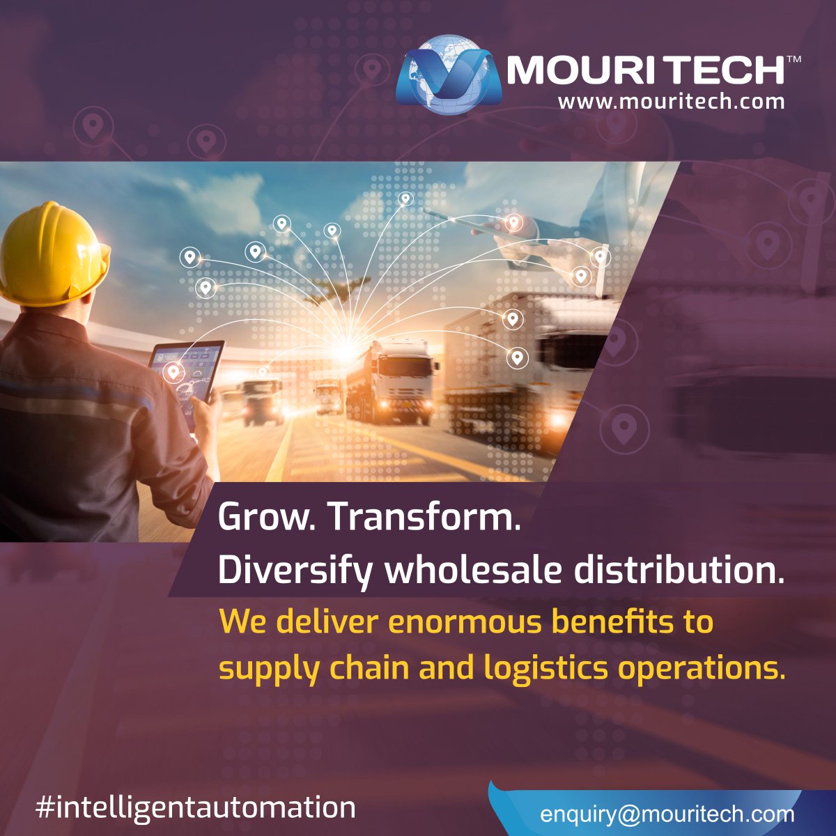 mouritech's tweet image. Our #smarttechniques provide real-time information from raw-data to decision making process by managing enormous data #warehouse #logistics #transportation #operations 
mouritech.com