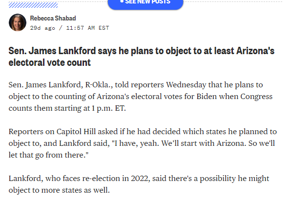 Video now from  @SenatorLankford, probably the most prominent GOP politician active with The Family and frequent partner of Coons.You may remember Sen. Lankford from Jan. 6.
