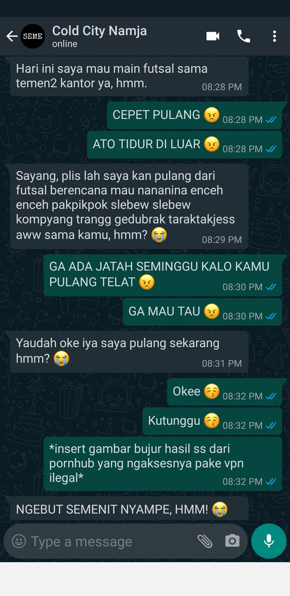 SEX IS FUN, YES. BUT IT'S NOT THE ANSWER OF EVERY PROBLEM. Also please lessen the term of 'jatah' in sexual context; minta jatah/ga dikasih jatah. Kesannya seks itu hanya dinikmati sepihak dan pihak lainnya membuat itu jd kewajiban/paksaan. Ini mindset yg masuk dr sistem sosial.
