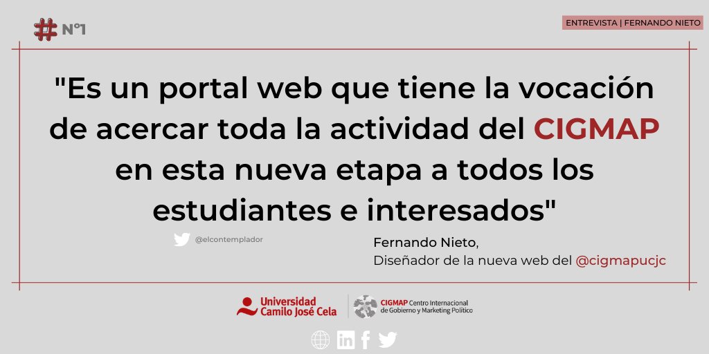 ENTREVISTA📢 Fernando Nieto (<a href="/elcontemplador/">Fernando Nieto</a>) explica algunos detalles de la renovación de la web del <a href="/cigmapucjc/">CIGMAP</a> de la <a href="/universidadcjc/">UCJC</a> que protagoniza la nueva etapa del centro 💻Lee la entrevista completa, aquí 👉cigmap.es/la-nueva-web-d…