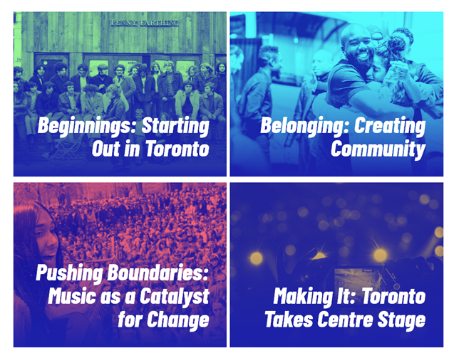 heritagetoronto's tweet photo. From #MichieMee's rap battles at the Concert Hall to #Drakeโs record-breaking hits spotlighting the 6ix, the NEW exhibit #SoundsLikeToronto presents 35 stories on artists/venues that epitomize #TOmusic. Developed with support of Digital Museums Canada ๐ https://t.co/r1XQz6ZdMo https://t.co/8nF6ePuxs4