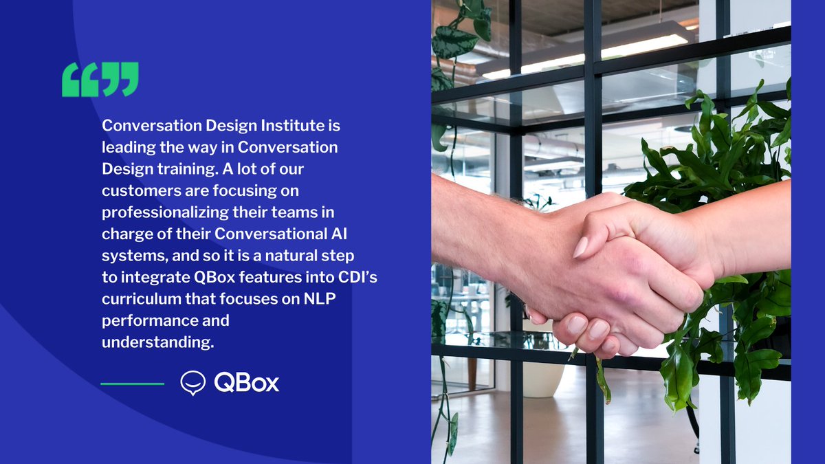 Conversation Design Institute and QBox are now officially partners 🥂 We are collaborating with QBox, because they're curating great tooling for the community. They make the lives of AI Trainers a lot easier 👍 hubs.la/H0G0J9F0 @AlanQbox #conversationalAI #datascience