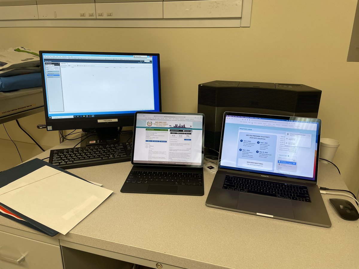 WilliamRBlythe's tweet photo. The modern OR. 3 computers to get my work done in between 8 hours of surgery... #ENTLife https://t.co/uQOdRqIiSp