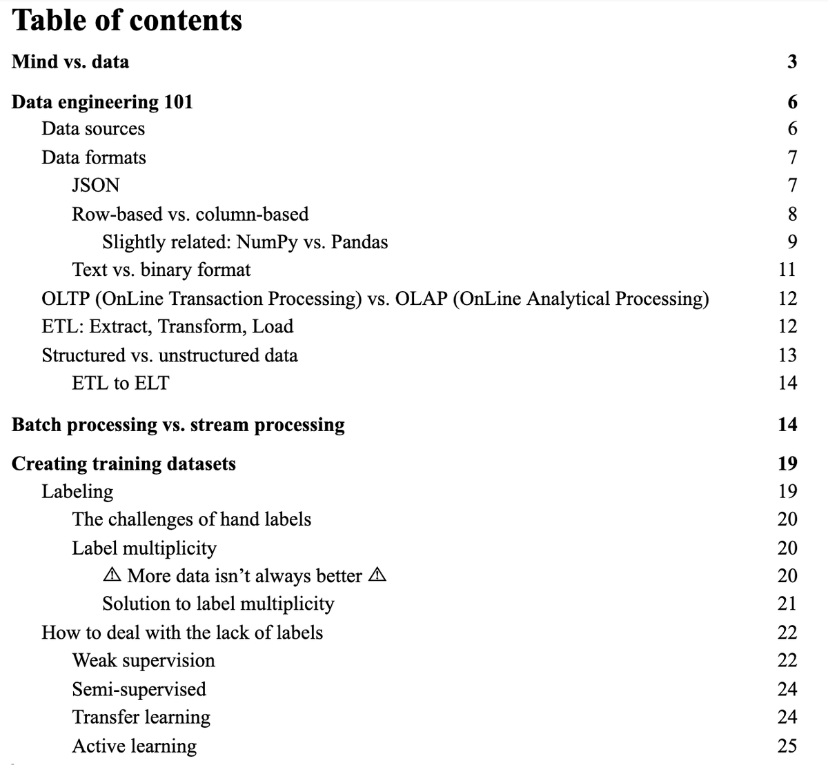 So I wrote a 5400-word lecture note on the basics of data engineering for my students, covering:

* data formats (row- vs. column-based, text vs. binary)
* ETL
* batch processing vs. stream processing
* training datasets

WIP. Feedback much appreciated!

docs.google.com/document/d/1b9…