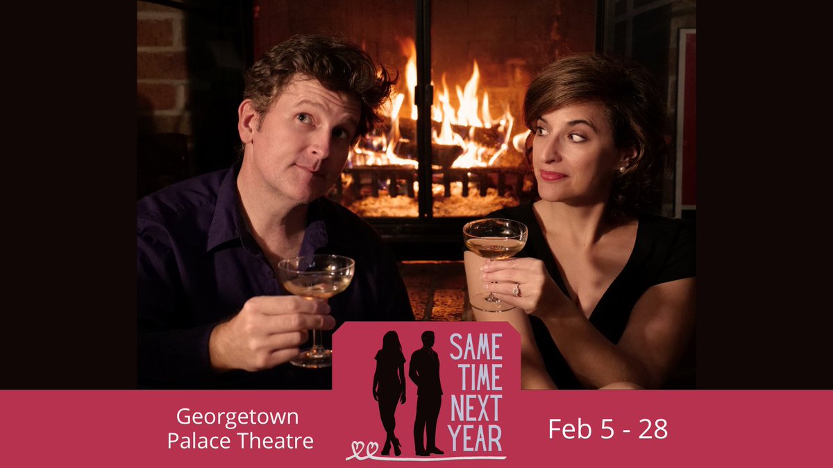 GtownPalace's tweet photo. Same Time Next Year opens this weekend at the Palace Theatre! One of the most popular romantic comedies of the century, it follows a love affair between two people, Doris and George, married to others, who rendezvous once a year.   https://t.co/cj4x6RAH5h #austintheatre https://t.co/CflIsKMLIV