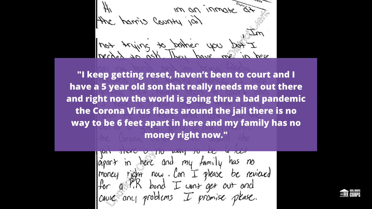 This letter from a father in jail shows that people are being separated from their families and exposed to  #COVID19 for months without even seeing a judge. You can’t social distance in an overcrowded jail.