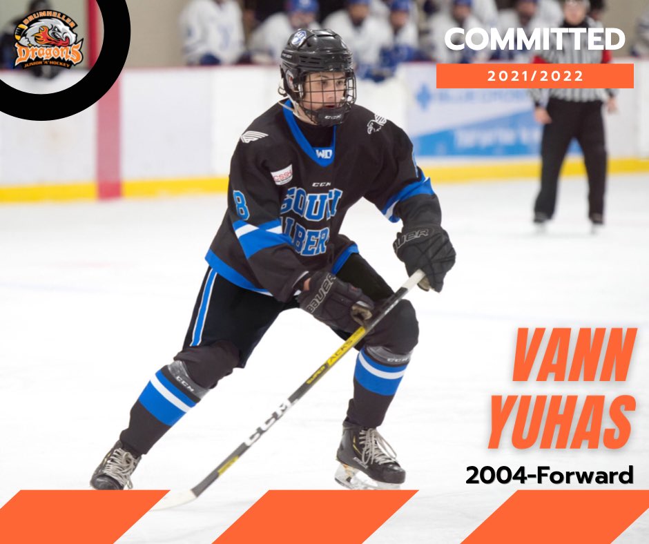 The Dragons are announce the signing of Vann Yuhas (04-F) for 21’/22’! Yuhas spent this season with the SAHA U18 Prep Club and registered 7 pts in 6 GP. In 19’/20’, Yuhas led the Lethbridge Hurricanes U16 AAA club in scoring (35GP-29G-25A-54pts) &amp; 8pts in 5 playoff games!
