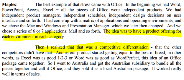 12/ On bundling"The idea was to have a product offering for each environment in each category... that was a competitive advantage"