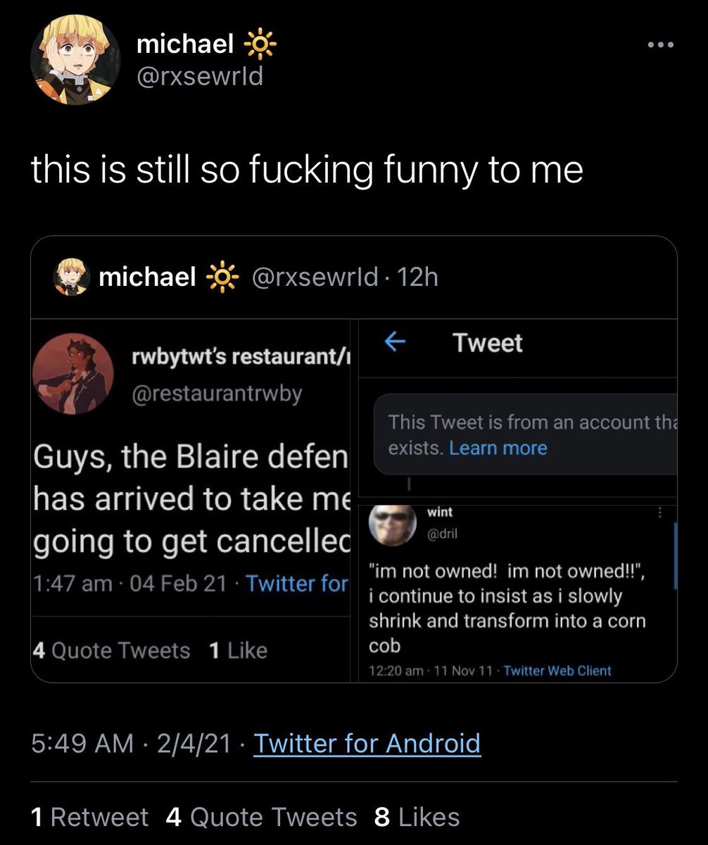 blaire's followers began to harass this user on 2/3/2021. although the user tweeted tweets in fun at first, the harassment became too much for them.