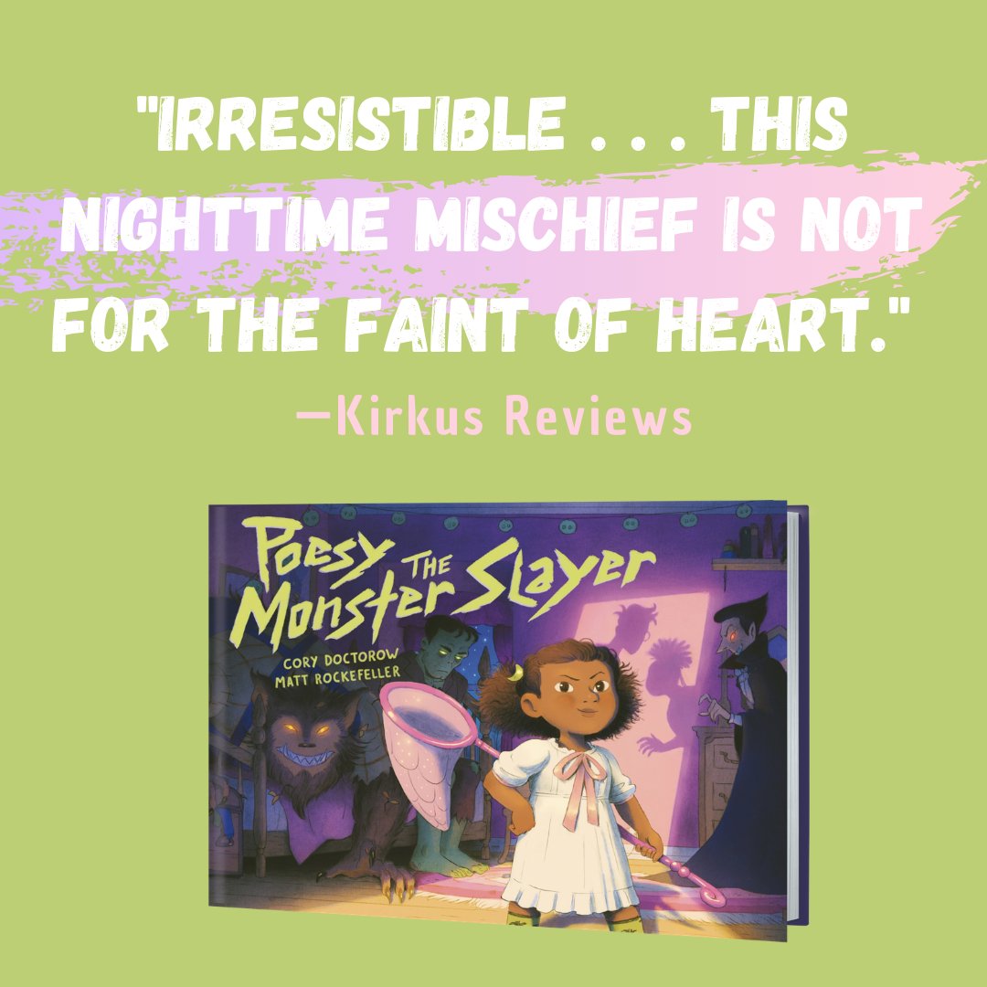 My first picture book is out! It's called Poesy the Monster Slayer and it's an epic tale of bedtime-refusal, toy-hacking and monster-hunting, illustrated by Matt Rockefeller. It's the monster book I dreamt of reading to my own daughter. https://pluralistic.net/2020/07/14/poesy-the-monster-slayer/#poesy15/