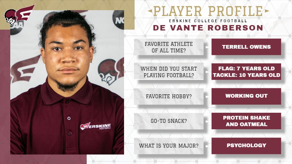 drewengels's tweet photo. Why did you choose @erskinecollege? "I chose @FleetFB because of the small town environment, and because the coaches showed a belief in me that no other college team did. For that, I am forever grateful!" - De Vante Roberson #FacesOfTheFleet #TheFleetWay #ErskineFootball https://t.co/5uySapAyNu