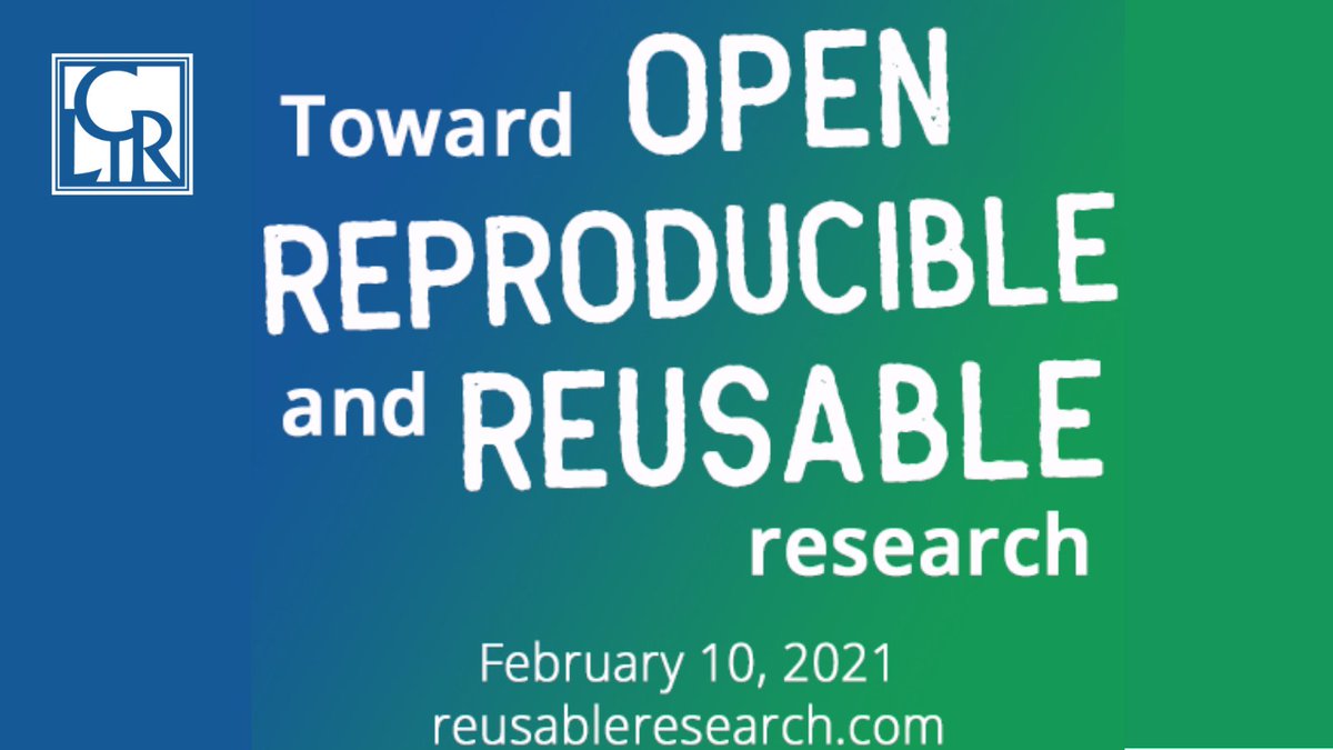 Register now for this FREE webinar hosted by #CLIRPostdocs about projects, approaches, and practices that advance research sharing for reproducibility and reuse. Feb. 10 - 1PM ET - reusableresearch.com

#ReusableResearch #OpenScience #OpenResearch #reproducibility