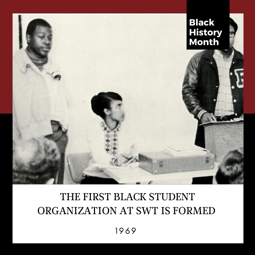 In 1969, Black SWT students formed UMOJA, the first Black student organization at the university. The Swahili word “Umoja” means “togetherness,” and the club aimed to provide fellowship and a means of communication for the growing Black population at SWT. #TXST #BHM #the11percent