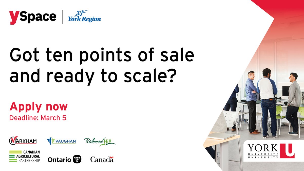 Don't forget to apply our #FoodAccelerator 2021 cohort. Application is now open!
This program will help you build out your strategy, make industry connections and take your company to the next level. 
Apply before March 5th, 2021: ow.ly/l7U450DdRGD
#YRFood #InnovationYork