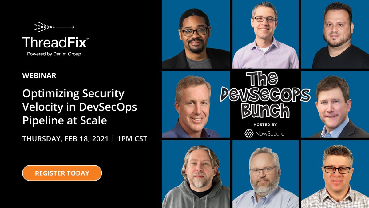 denimgroup's tweet photo. You don’t want to miss the best practices session hosted by @reed_on_the_run of NowSecure and @DanielCornell of Denim Group, where you can learn how to drive efficiencies in team and pipeline performance at scale. Register: https://t.co/j5Nn9f1uYF #ThreadFix https://t.co/fL9yB2eegb