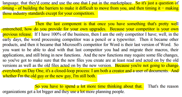 22/ On barriers to entry, backwards compatibility, industry standards, and timing"Because you're not going to change everybody on Day One, it's a closed-loop process: I am both a creator and a user of documents. And whether I'm the old guy or the new guy, I'm still both."