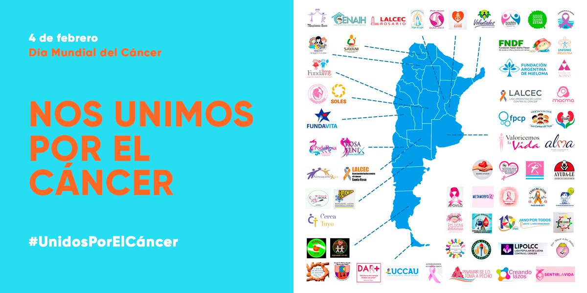 En el Día mundial del Cáncer, 60 organizaciones de pacientes nos unimos para que todas las personas con cáncer de argentina tengan un diagnóstico oportuno y un tratamiento adecuado.
#UnidosPorElCancer
#DíaMundialDelCancer