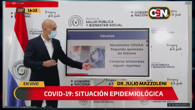 C9NParaguay's tweet photo. 🔴EN VIVO | Informe semanal del @msaludpy
🗣 El #Ministro @MazzoleniJulio nos brinda el #InformeSemanal sobre el #DenguePy 👇
"Ya se confirmaron 62 casos" menciona #Mazzoleni
📺 #C9N
🔗 https://t.co/ZjsduBNmVk https://t.co/wX6IRAj2eo